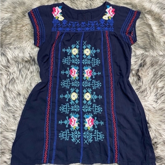 Johnny Was Dresses & Skirts - Johnny Was 3J Workshop Navy
Cotton Embroidered
